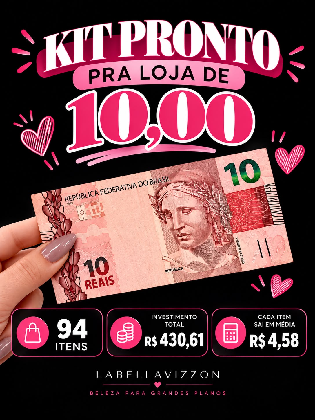 KIT REVENDA A R$10,00 OPÇÃO 4- 94 ITENS