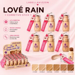 Contorno em bastão chaveiro Love Rain