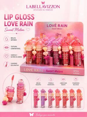 Gloss chaveiro 3 corações love rain