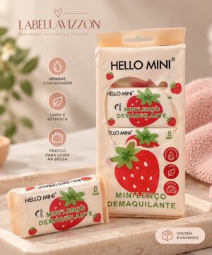 Box com 8 pacotes de mini lenço morango